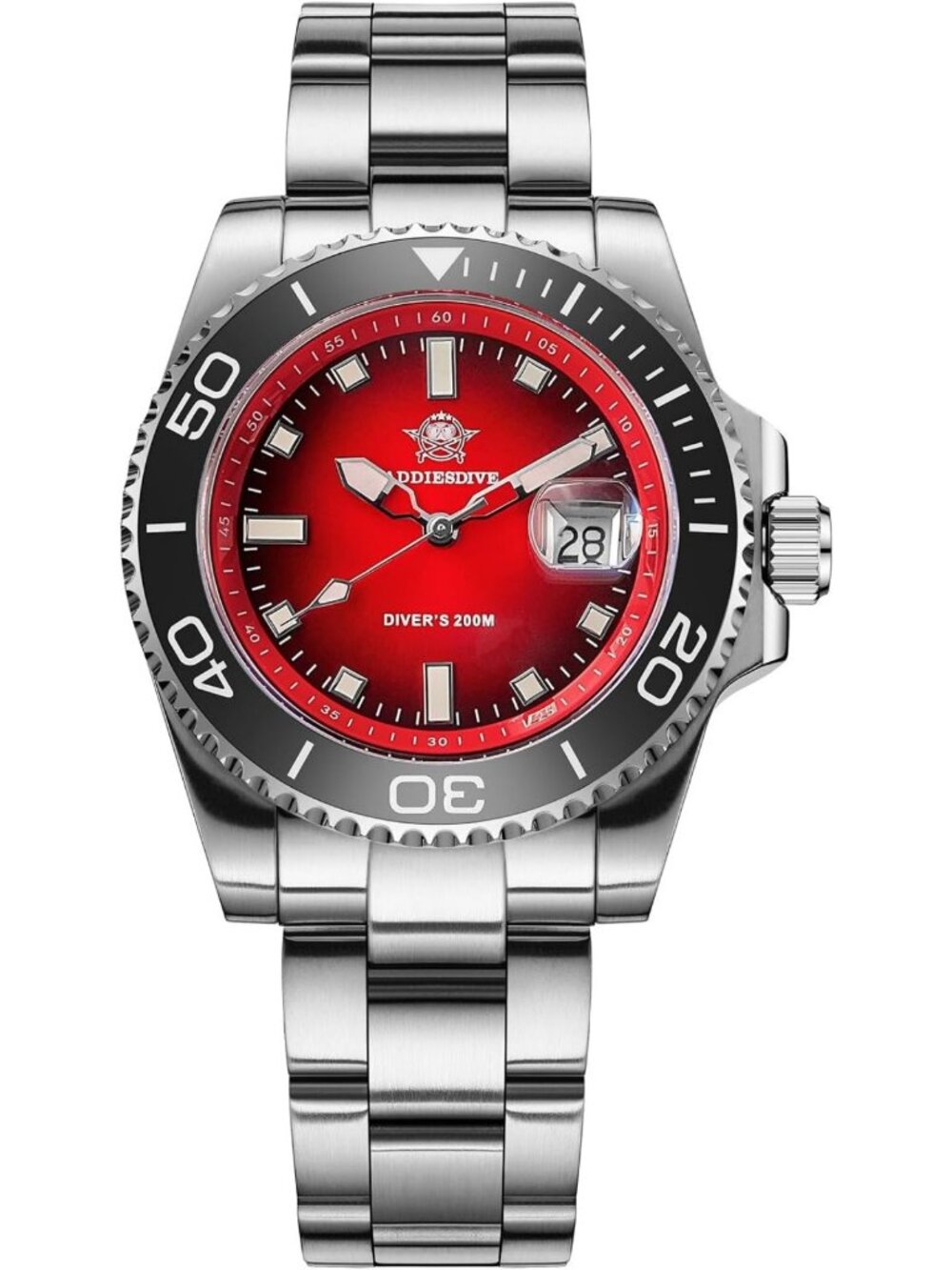 Men's 41mm Dive Watch - Quartz, 200m Waterproof, Luminous Easy Read Dial